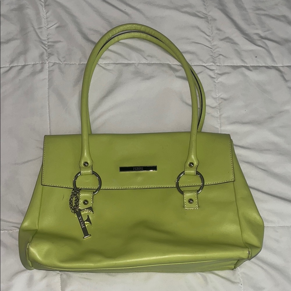 Ferre Green Satchel with Silver Hardware